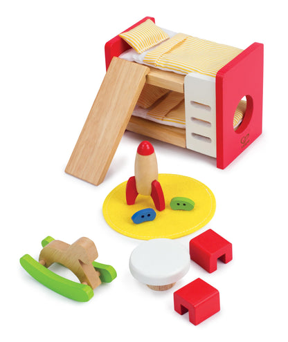 Hape Wooden Doll House Furniture Children's Room with Accessories| 1:12 Scales Miniature Dollhouse Furniture