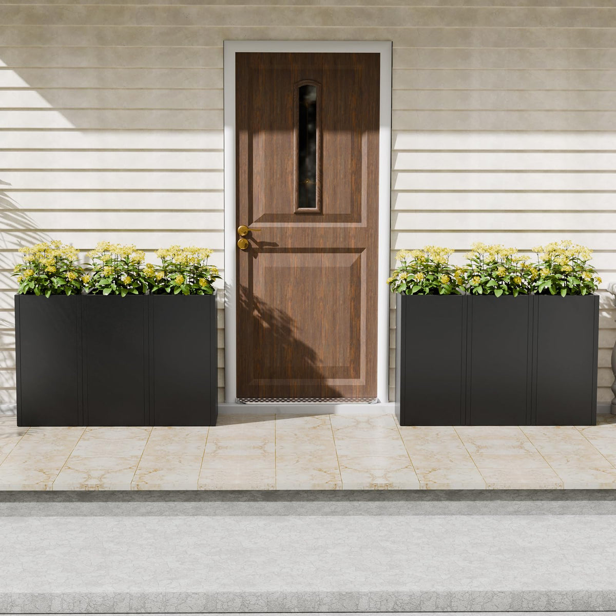 Diyfire Black Tall Metal Planters Box for Outdoor Plants 6 Pack- 23.6" H Steel Tall Square Planter with Removable Insert Shelf, Modern Heavy Duty Pedestal Planter Front Porch Decor Patio Garden