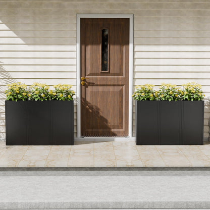 Diyfire Black Tall Metal Planters Box for Outdoor Plants 6 Pack- 23.6" H Steel Tall Square Planter with Removable Insert Shelf, Modern Heavy Duty Pedestal Planter Front Porch Decor Patio Garden