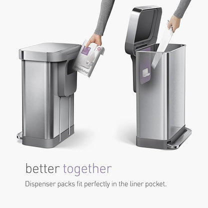 simplehuman Code M 100 Count, Dispenser Pack Custom Fit Liners, Drawstring