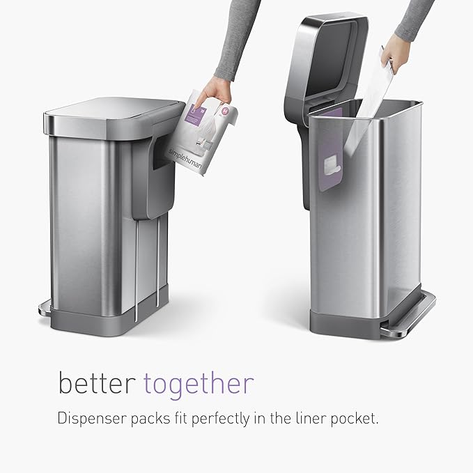 simplehuman Code H 100 Count, Dispenser Pack Custom Fit Liners, Drawstring