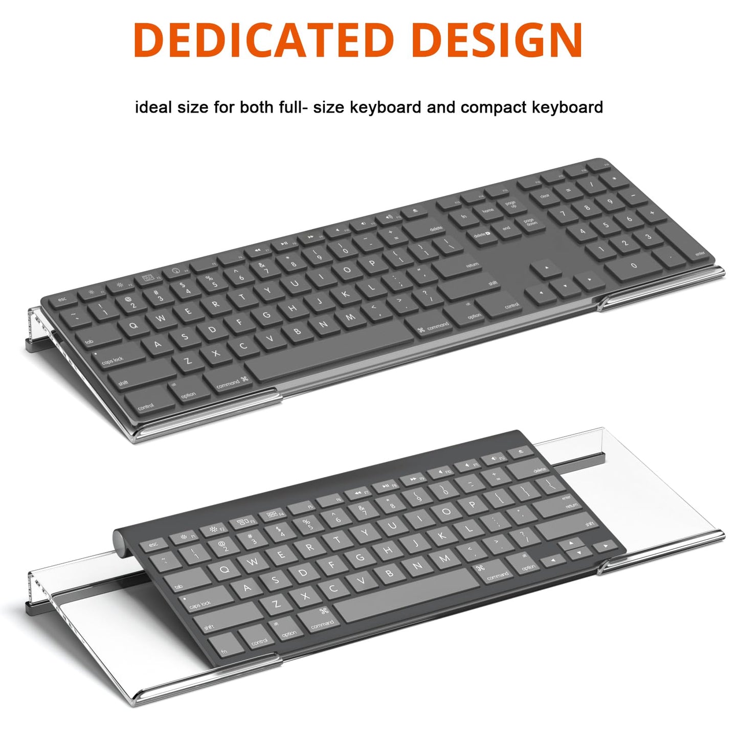 Richboom Computer Keyboard Stand Tilt PC Keyboard Stand Riser for Easy Ergonomic Typing, Acrylic Keyboard Tray Holder for Office Desk, Home, School, with Silicone Anti-Slip Case, Clear