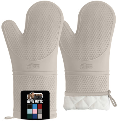 GORILLA GRIP BPA-Free Soft Silicone Oven Mitts and Pot Holders Sets, Heat Resistant Waterproof Cooking Gloves, Thick Cotton Lining, Flexible Gripping for Baking Grilling, Kitchen Trivets, Turquoise