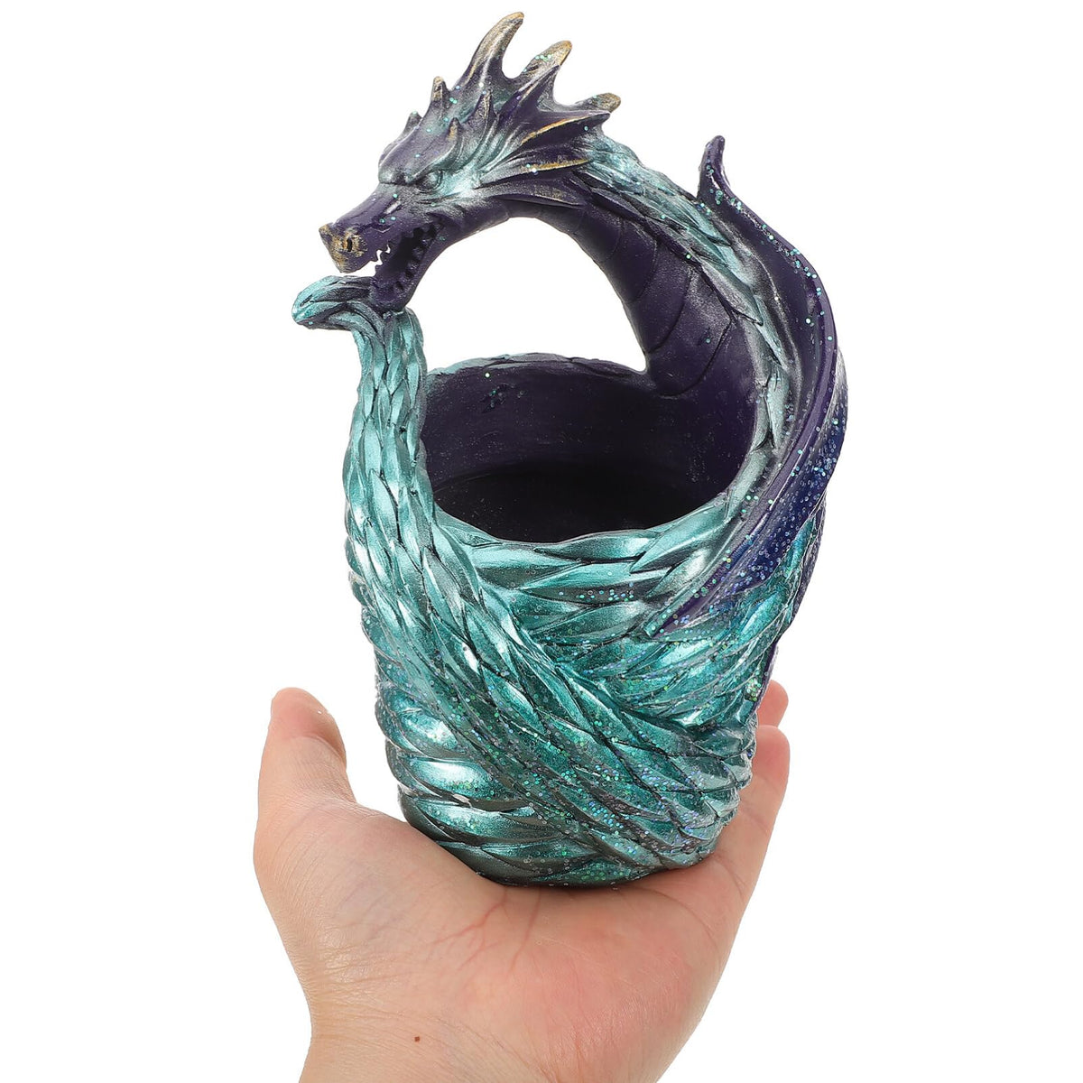 HANABASS Dragon-Shaped Resin Planter for Succulents Small Plants Decorative Pot for Home Office Desktop Garden Decoration 3.15X4.72X3.15 Inches