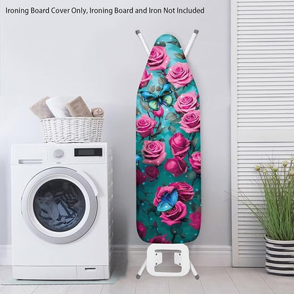 Pink Rose Ironing Board Cover and Pad Heat Reflective Stain Resistant Iron