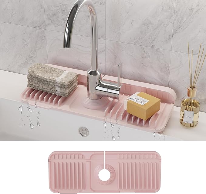 WAFT YEARN 14X5 Inch Silicone Durable Faucet Mat Kitchen Sink Splash Guard