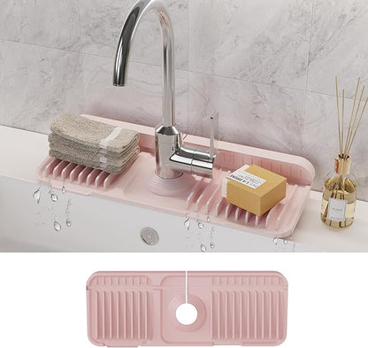 WAFT YEARN 14X5 Inch Silicone Durable Faucet Mat Kitchen Sink Splash Guard
