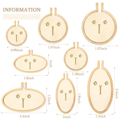 Syhood 16 Sets Mini Embroidery Hoop Wooden Mini Stitch Hoop Ring for DIY Pendant Crafts, Round, Oval Vertical, Oval Horizontal