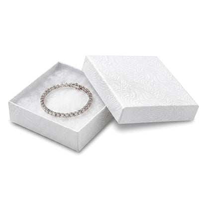 TheDisplayGuys - 25-Pack #33 Cotton Filled Cardboard Paper Jewelry Boxes Gift Case - White Swirl (3.5" x 3.5" x 1.0") - for Shipping or Storage