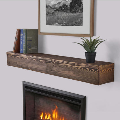 Adorwood Handmade Fireplace Mantel Shelf 48", Extra Wide Rustic Wood Mantles for Over Fireplace, Wall Mounted Floating Mantel Shelves for Living Room Decor (Light Walnut, 48Lx6Hx8D)