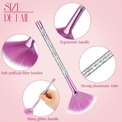9 Pieces Facial Fan Mask Brushes, Soft Facial Applicator Brushes Tools for Peel Glycolic Makeup for Mud Cream(Champagne)