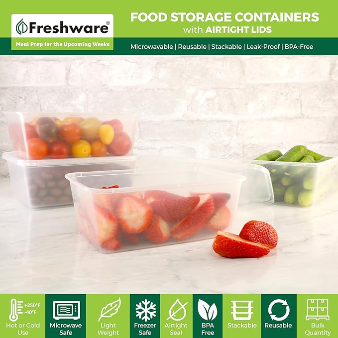 Freshware Food Storage Containers 25 oz Plastic Deli Containers