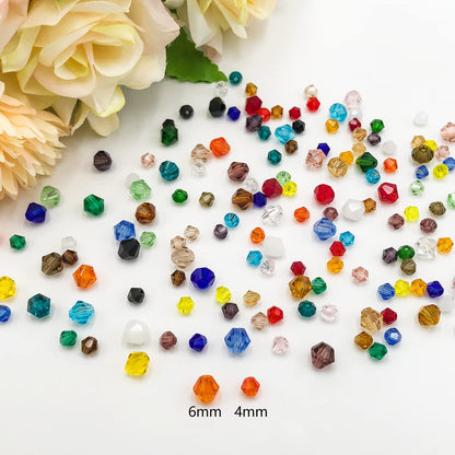 JEBBO 2880pcs 4mm Bicone Crystal Beads, Bulk Small Faceted Bicone Glass Beads for Jewelry Making DIY Craft Bracelet Necklace Earring with Container Box (24 Rainbow Colors)