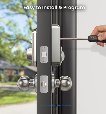 Veise Keyless Entry Door Lock with 2 Knobs, Electronic Backlit Keypad Deadbolt with Handle Set, Auto Lock, One-time Codes, Smart Deadbolt for Front Door, Easy Installation, Matte Black