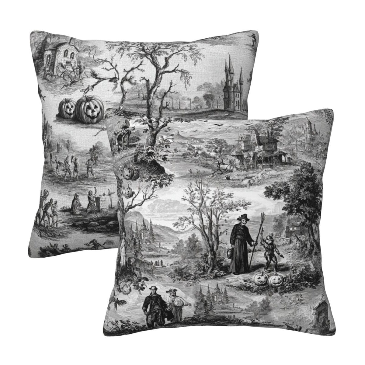 Ecixzyo Halloween Throw Pillow Covers 18x18 Set of 2 Square Pillow Case for Home Decor Couch Room