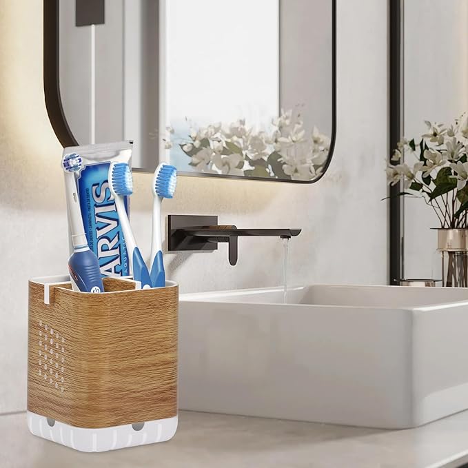 Boperzi Toothbrush Holders for Bathrooms Organizer Countertop, Detachable