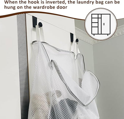 Hanging Washable Laundry Hamper, Over Door Mesh Laundry Bag