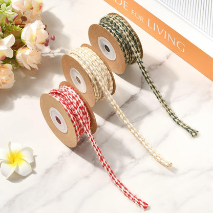 Gythara 5 Yards/4.57M Braided Jute Twine, Boho Christmas String Rope, for Wedding Party DIY Handmade Craft Bouquets Present Wrapping, 3 Rolls 3 Colors