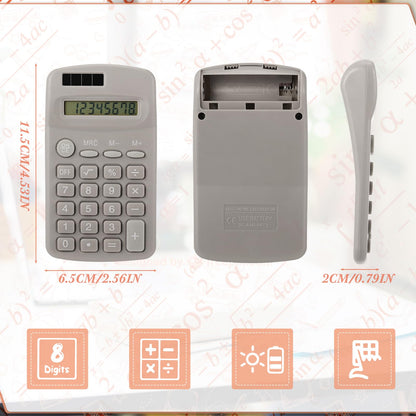 Tellegloww 24 Pcs Pocket Size Solar Calculators Bulk for Classroom Mini Basic Calculator Solar Battery Dual Power 8 Digit Display for Kids Student School Office Accounting Tool