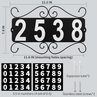 Metal Address Plaque, Address Number, Waterproof, Horizontal & Vertical Mounted Address Sign for House Home Office Street Yard Mailbox (style)