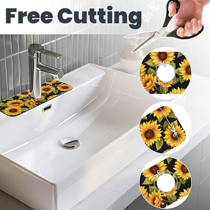 Kitchen Faucet Mat 15 x 5.5 Inch Sunflowers Faucet Draining Mat Farmhouse