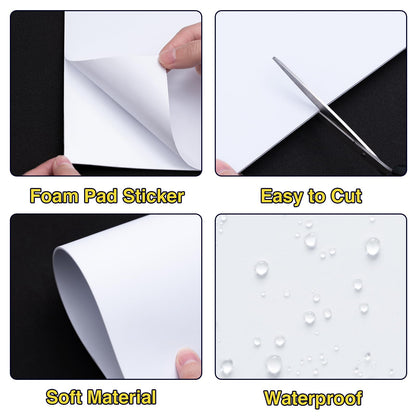 MEARCOOH 3mm Self Adhesive Foam Sheets Crafts, White 9x12 Inch Sticky Eva Foam Paper for Crafts Cardmaking Cushion Embroidery Classroom Stamp Crafts