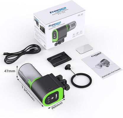 FREESEA Automatic Fish Feeder for Aquarium: Small USB Rechargeable Vacation Auto Fish Food Dispenser with Timer for Small Tank Betta Turtle
