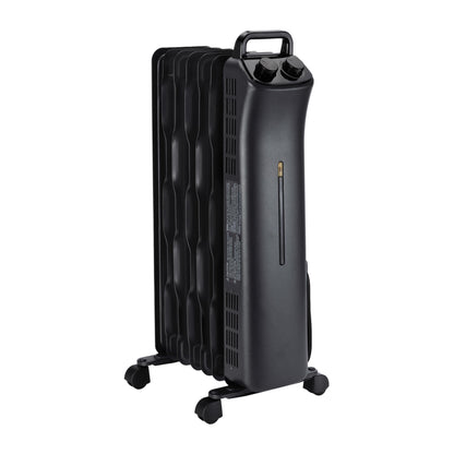 Amazon Basics Portable Oil Space Heater with 7 Oil-Filled Fins, 3 Heat Settings, Adjustable Thermostat, Tip-Over and Overheat Protection, ETL Safety Certificate, 1500W, Black