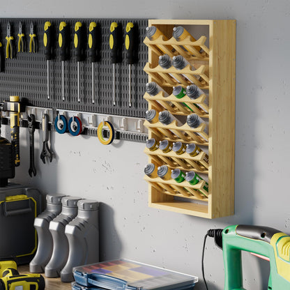 foriy 24 Can Spray Paint Holder – 6-Tier Wooden Aerosol Organizer Rack Wall Mounted Spray Can Organizer for Lubricant, Oil, Garage, Workshop, Craft Room, Space Saving Storage (14.2" L x 5" W x 30" H)