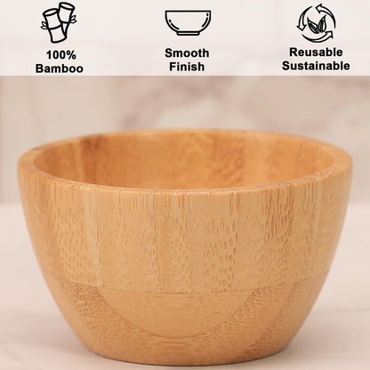 ZTHapwa Bamboo Wooden Bowls Set of 6, 3 Inch Small Serving Bowls for Snacks/Appetizers/Side Dishes/Charcuterie Board, Dipping Sauce Bowl for Condiments, 4 oz Bamboo Wood Ramekins, Reusable & Handmade