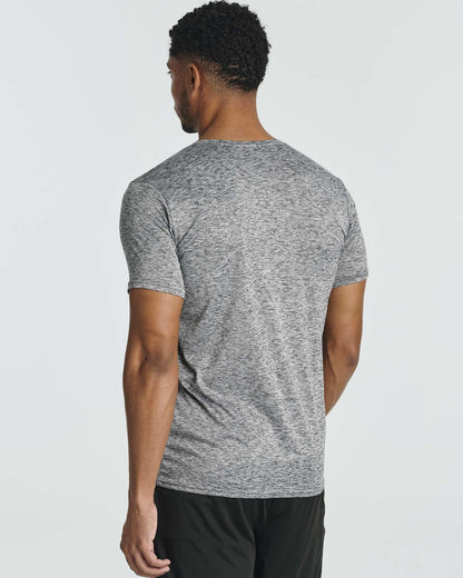 Real Essentials 5 Pack Men’s Short Sleeve Dry Fit T-Shirts – Moisture Wicking Athletic Workout Gym Fitness Casual Tees, Set 1, Medium