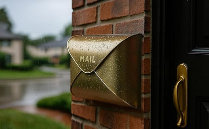 NACH Wall Mount Mailboxes, 12.5 x 10 x 5 inch Gold Finish Wall Mailboxes for Outside, Waterproof Mailboxes for Outside - Envelope Mailbox