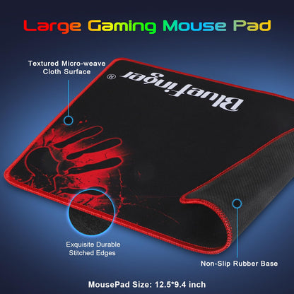 BlueFinger RGB Gaming Keyboard and Backlit Mouse and Headset Combo, USB Wired Backlit Keyboard, LED Gaming Mouse Set, Headset with Microphone for Laptop PC Computer Game and Work