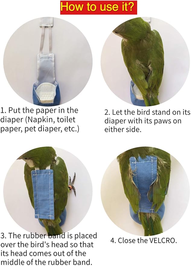 Bird Clothes Parrot Diapers Bird Flight Suits, Reusable Waterproof Diapers pet Bird Supplies (2XL)