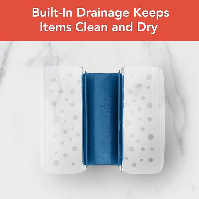Spectrum Sink Saddle for Kitchen Sink Blue Clear Sponge and Brush Holder