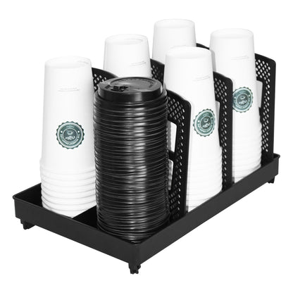 Coffee Cup Holder,Cup and Lid Dispenser with Stand,Disposable Cups Organizer,6 Slots,for Coffee Station,Bar,Office,Home,Restaurant,Breakroom,Countertop