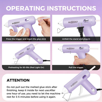 Hot Glue Gun, 30W Glue Gun Set with 30 Premium Glue Sticks, Fast Preheating Hot Melt Glue Gun for Crafts, DIY Arts & Quick Home Repairs, School Projects, Light Purple