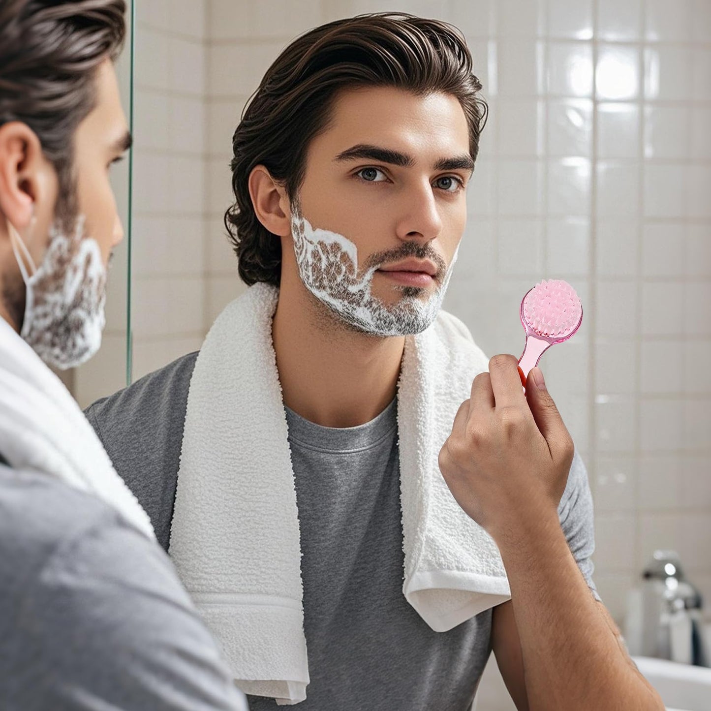4 Colors Facial Cleansing Brush, Beomeen Face Scrubber Exfoliating Brush Face Wash Scrub Exfoliator for Skin Care, Makeup Removal (Blue, Pink, Purple, Clear)