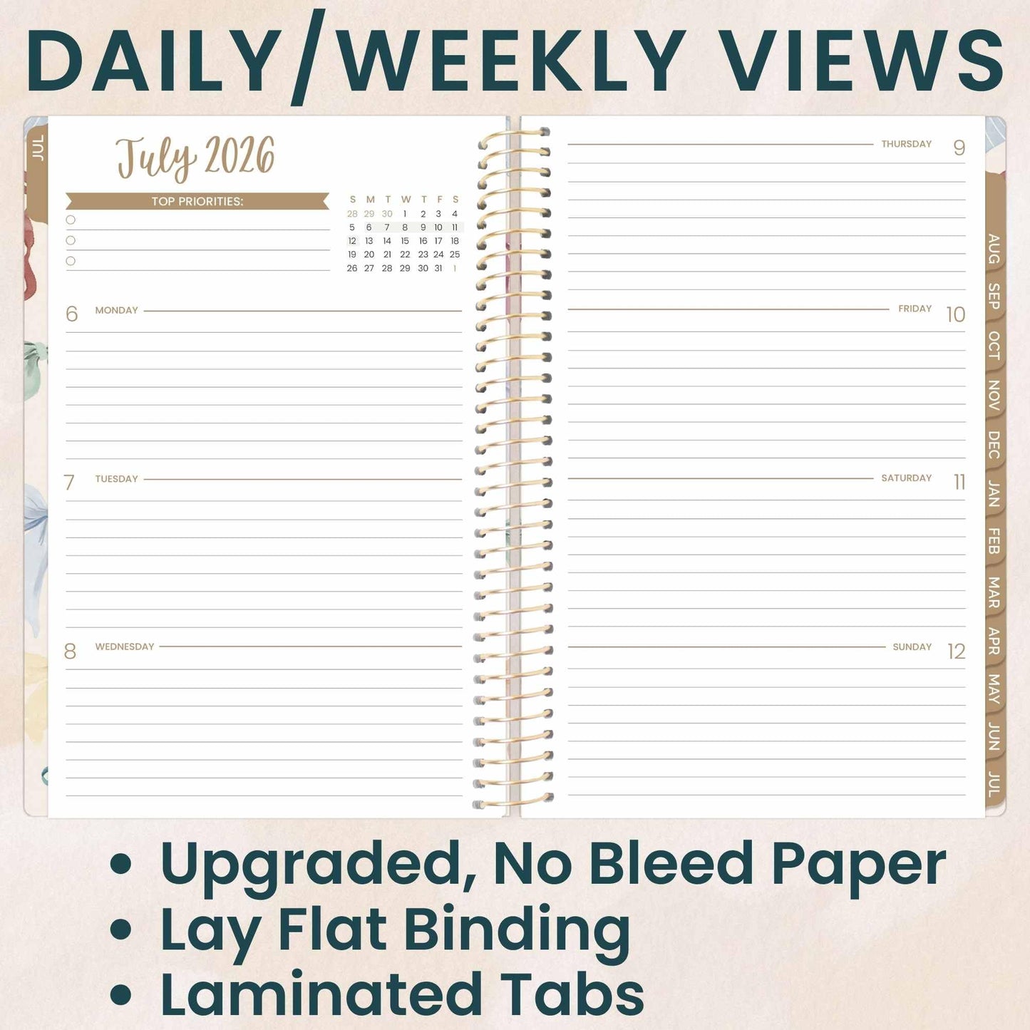 bloom daily planners 2026-2027 Planner - Academic Year (July 2026 - July 2027) Monthly & Weekly Soft Cover Planner for Women - 13 Month Inspirational Agenda Book with Stickers - 5.5" x 8.25" - Bows