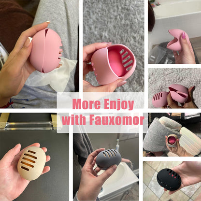 2 Pcs Makeup Sponge Holder,Double-Sided Breathable Silicone Beauty Blender Holder for Travel or Daily,Shatterproof Make-up Travel Case Quick Drying Easy to Carry,Grey+Pink