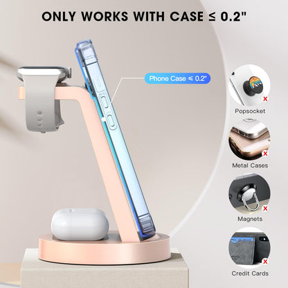 3 in 1 Charging Station for iPhone, Wireless Charger for iPhone 17 16e 16 15 14 13 12 11 X Pro Max & Apple Watch - Wireless Charging Station for AirPods 4 3 Pro