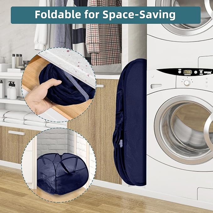 Collapsible Laundry Baskets, 90L Large Foldable Laundry Basket, Durable Mesh