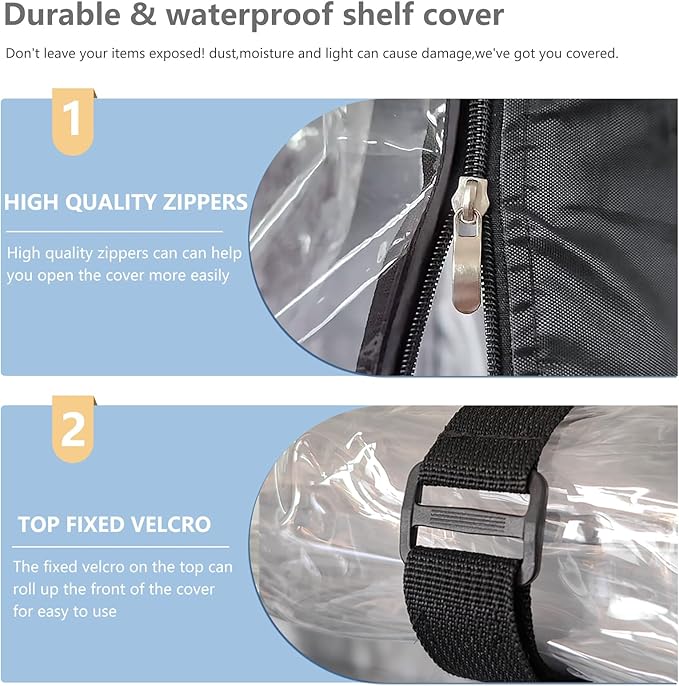 Waterproof Shelf Cover,Outdoor 600D Heavy Duty Dustproof Storage Shelves Cover,42''x18''x72'' Shelf Covers for Wire Shelving with Zippers,Storage Rack Covers with Clear Front