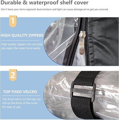Waterproof Shelf Cover,Outdoor 600D Heavy Duty Dustproof Storage Shelves Cover,24''x14''x59'' Shelf Covers for Wire Shelving with Zippers,Storage Rack Covers with Clear Front