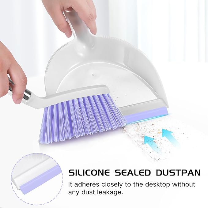 NACENA Mini Broom and Dustpan Set, Small Dust Pan and Brush Set