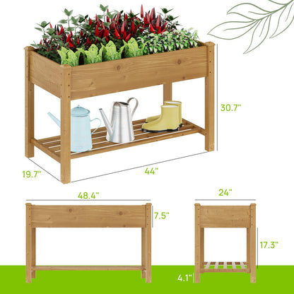 48x24x30.7in Wood Raised Garden Bed with Legs Elevated Planter Box Gardening Outdoor Planter Box Patio Kit Planting Bed for Vegetables Flowers Herbs Outdoor for Patio Balcony Backyard (Brown, Medium)