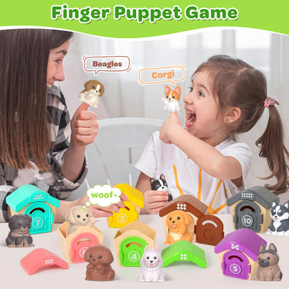 Letapapa Toddler Toys for 1 2 3 Year Old, 20 Pcs Dog Toys for Kids, Montessori Educational Counting, Matching & Sorting Motor Skills, Christmas Birthday Gifts for Baby Boy Girl Aged 12-18 Months