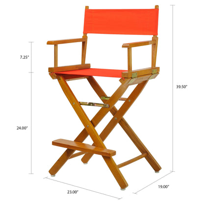 Casual Home Director's Chair ,Honey Oak Frame/Orange Canvas,24" - Counter Height