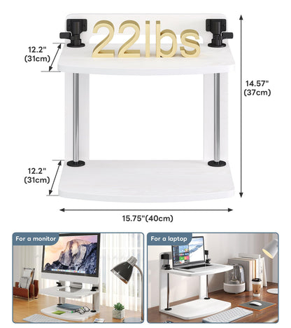WikrOck 15.6 14 13.3 Inch Laptop Computer Monitor Stand Riser for Reduced Neck Strain, Adjustable Height Desk Shelf Organizer Monitor Riser Stand for PC Monitor Laptop - Withe - Wood Grain, MR01-L
