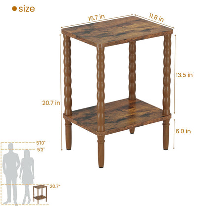 pikpuk Small Narrow Side Table, Vintage End Table - Skinny Bedside Nightstand for Small Spaces, Couch/Recliner Accent Table for Bedroom Living Room Nursery, No-Tool Assembly (Rustic Brown)
